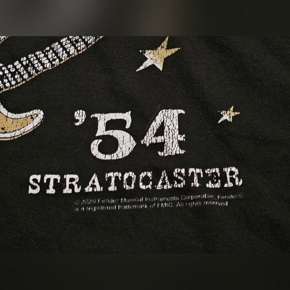 Fender '54 Stratocaster Electric Guitar Black T-Shirt Men XL Six String Music - Picture 4 of 5